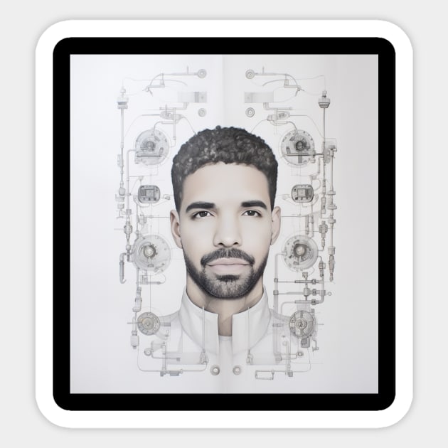 Drizzy Rap Icon Surreal Illustration Sticker by TeeTrendz